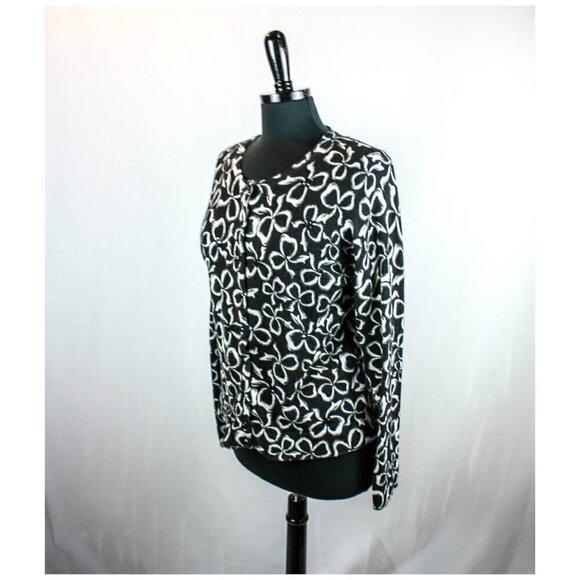 Charter Club Black White Floral Cardigan S… - Picture 3 of 5